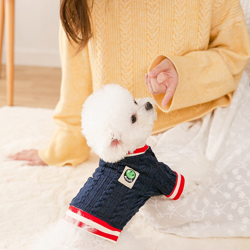 Dog Cat Sweater Preppy Style Pet Puppy Winter Warm Clothes Apperal for Dogs Cats