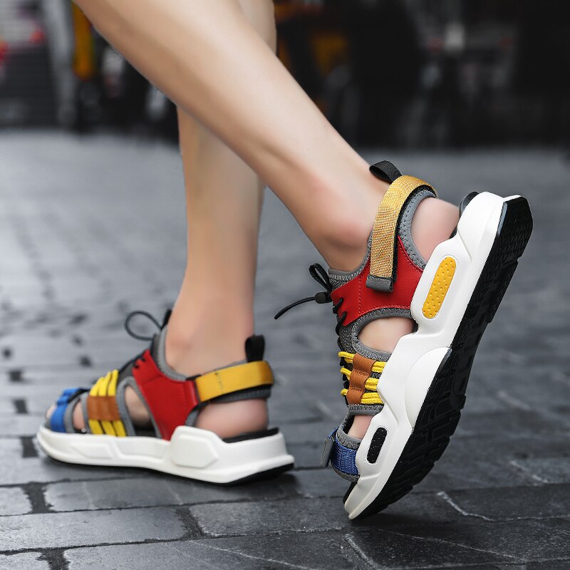 Sandales fantaisie à plateforme pour homme, chaussures d'été confortables à semelles en pu, antidérapantes, style gladiateur