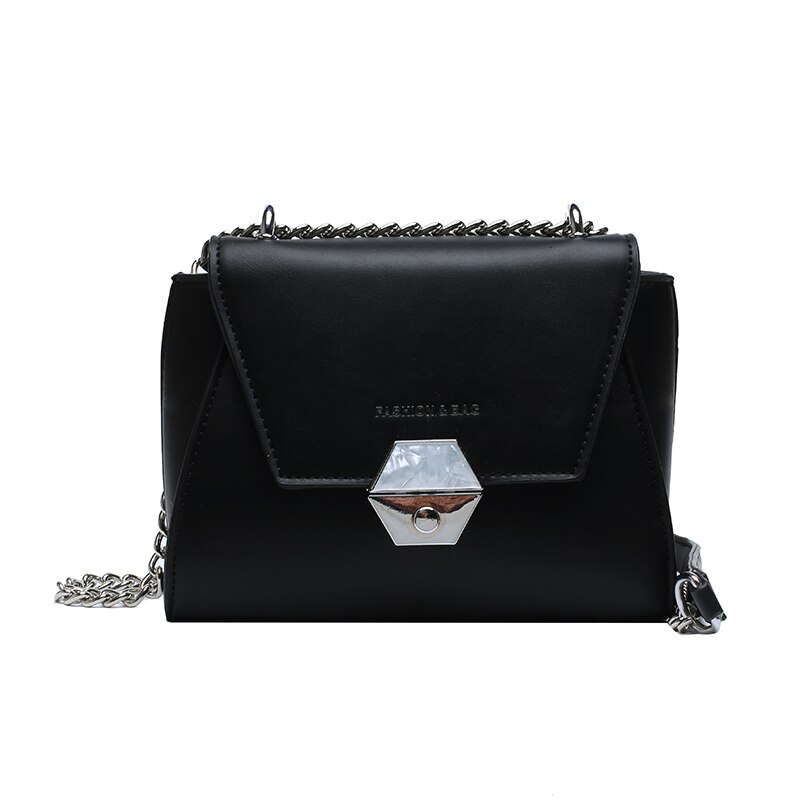 Sommar liten väska populära kedjor lås budväska kvinnor enkel vild axel tjejväska svart röd: Svart