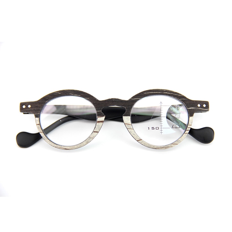 Zilead Retro Hout Kleine Ronde Frame Dual Leesbril Multifocale Clear Lens Presbyope Bril Lenzenvloeistof oculos gafas Unisex