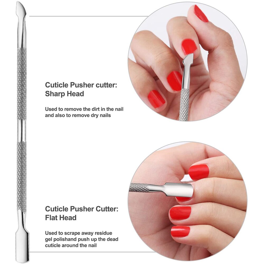 Double-ended Nails Cuticle Pusher Finger Dead Skin Remover Nail Nippers Cutter for Manicure Pedicure Accessories Art Tools Sets