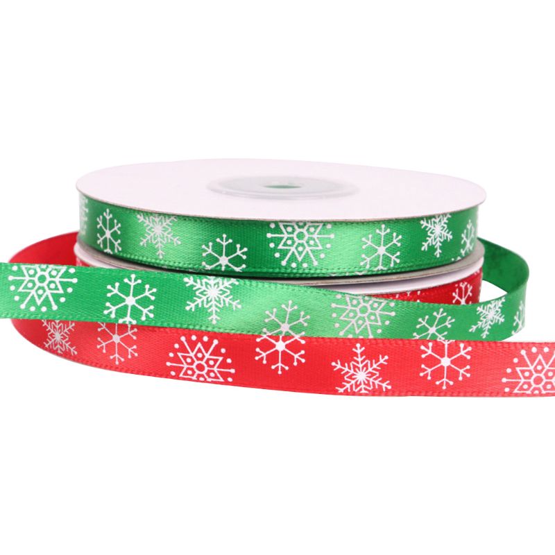 22m Weihnachten Satin- Band verrotten Grün Band mit Schneeflocke aufbringen für Weihnachten DIY Verpackung Blumen- Vermittlung SchnüSprosse Sewin