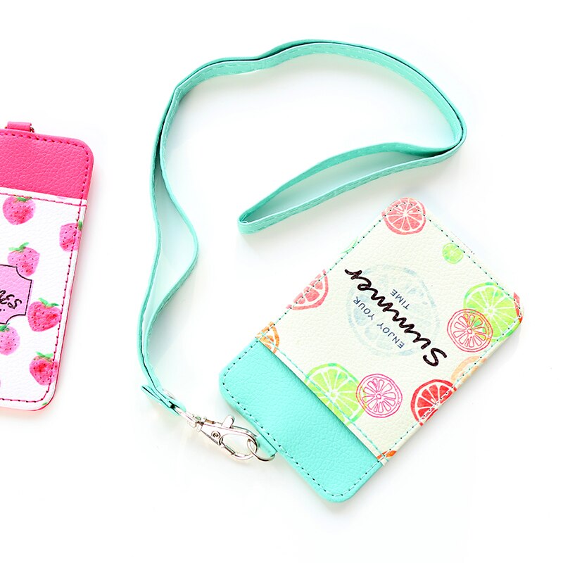 Fresh Style Fruits Patterns PU Leather Card Bus Card Name Business Cards Holder Office & School Supplies
