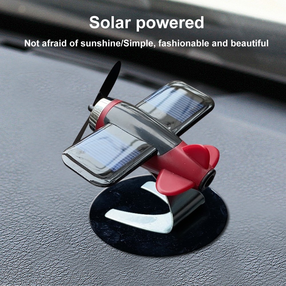 car Decor Airplane Model Non-slip Mat Solar Energy Rotate Aircraft Dashboard Solar Powered Decorative Airplane #py10