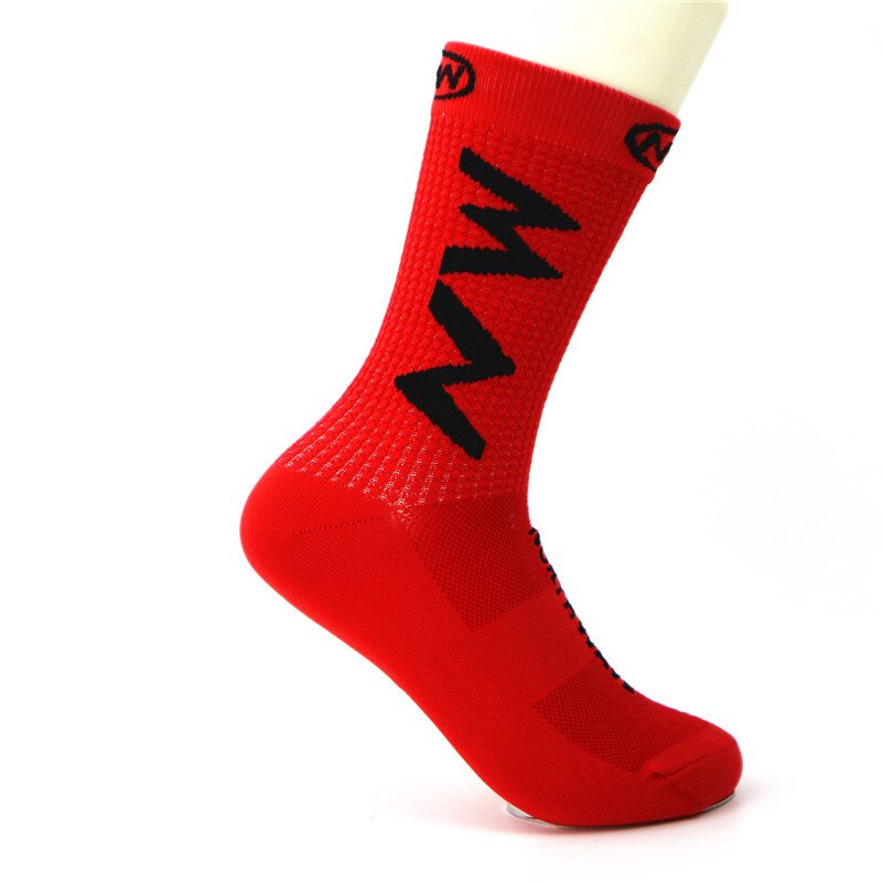 Coolmax nylon åndbar cykel cykling ridning sports sokker klatring vandreture tennis sokker mænd sokker: Rød