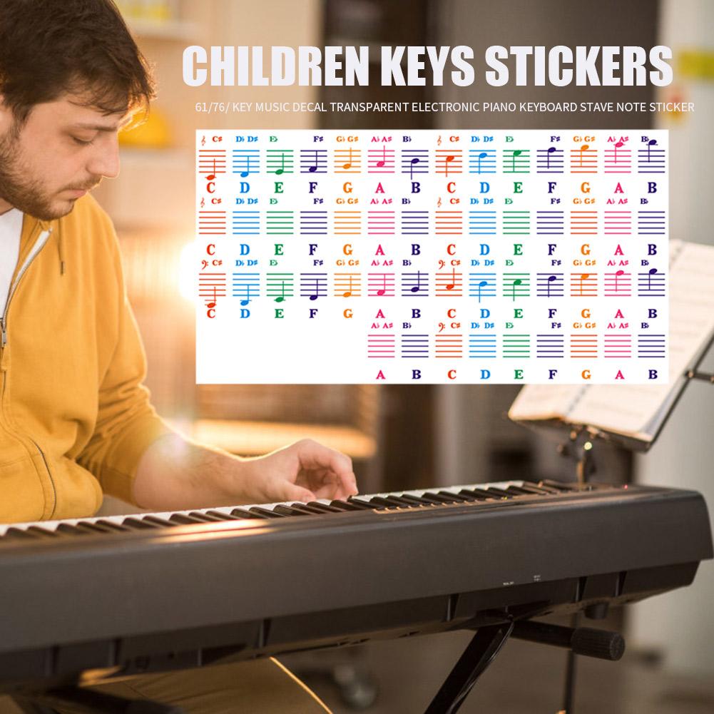 Durable Spectrum Keyboard Sticker Classic 25/49/61/76/88 Key Transparent Piano Keyboard Stave Note Sticker For Children