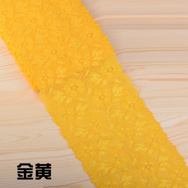 Elastic Lace Ribbon Tape 16cm Lace Trim Fabric Embroidered White Lace Trimmings DIY Crafts Sewing Material Garment Accessories: Golden Yellow