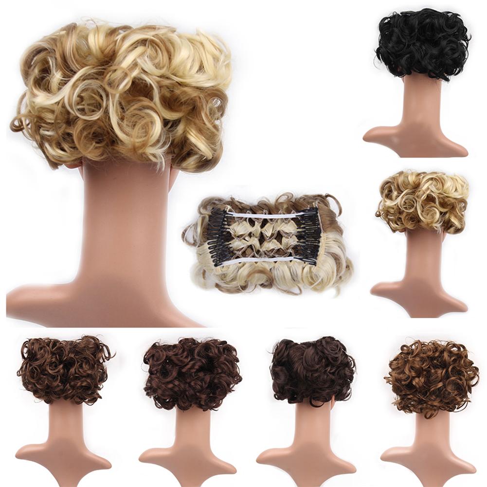 Scrunchie Wrap Messy Short Ponytail Extension Curly Wave Clip Hair Bun Chignon