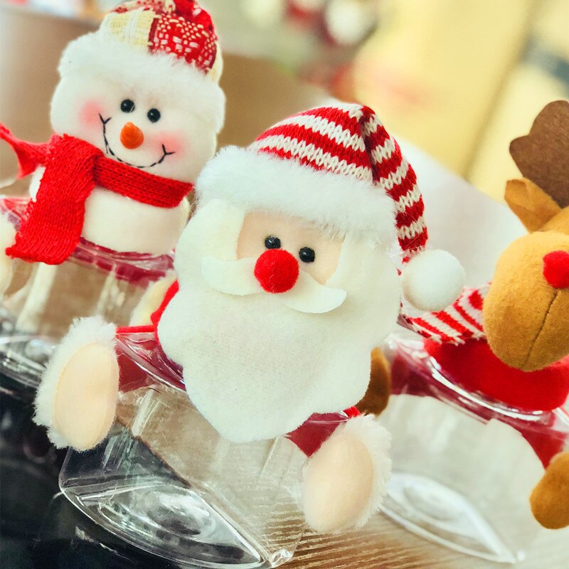 Jul godis burk xmas älg santa snögubbe klar plast godis burk flaska hållare fest dekor behållare