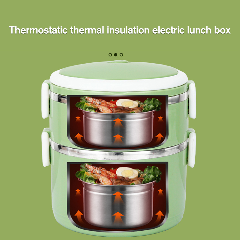 Mini heated electric lunch box 2-layer portable steamer cooking container meal lunch box warmer