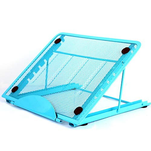 Tablett ljuslåda stativ metallnät ventilerad justerbar 7 vinkelpunkter glider förhindrad hållare för att rita surfplatta / ipad / bärbar dator: Blå