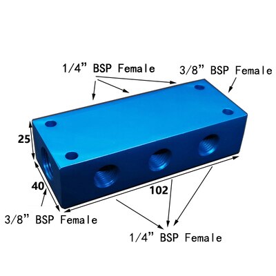 1/4" 3/8" BSP Female Aluminium Pneumatic Manifold Splitter Block Quick Connector Fitting Gas Distributor For Air Compressor: 3 Way