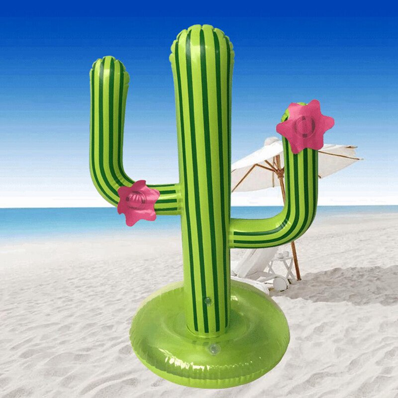 Aufblasbares kaktus-ringwurfspiel-set aus pvc für den außenpool, schwimmendes poolspielzeug, strandpartyzubehör, party-eisbar
