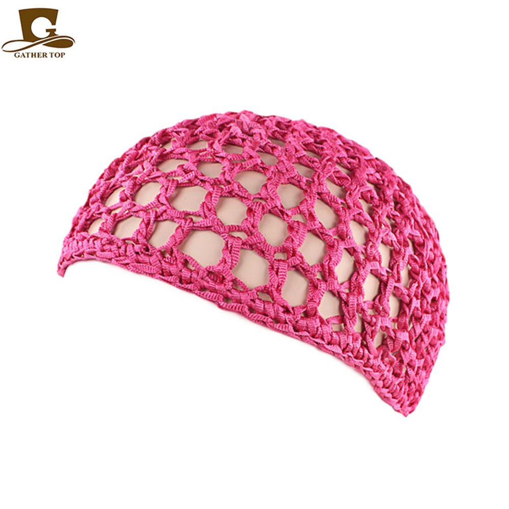 Chapeau de nuit pour femmes, bonnet de nuit, couleur unie, filet, , lot de 10 pièces: Rose red
