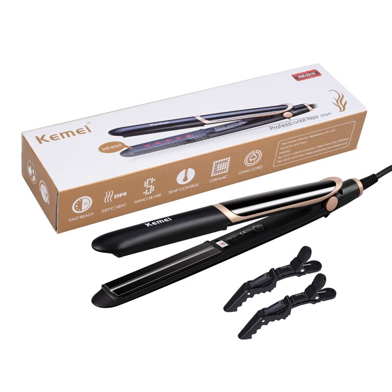Infrarood haarverzorging strijkijzer led-display stijltang stijltang stijltang gegolfd haar krultang wafeltang haarbehandeling: Met doos