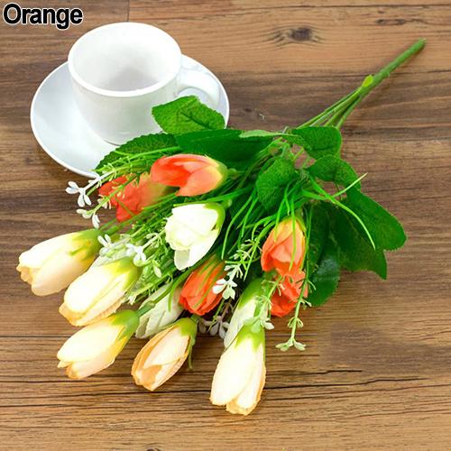 1 Boeket 15 Heads Nep Tulp Bud Kunstmatige Bloem Wedding Party Home Decor Diy Bloemen Boeketten Arrangement Nep Bloemen: Oranje