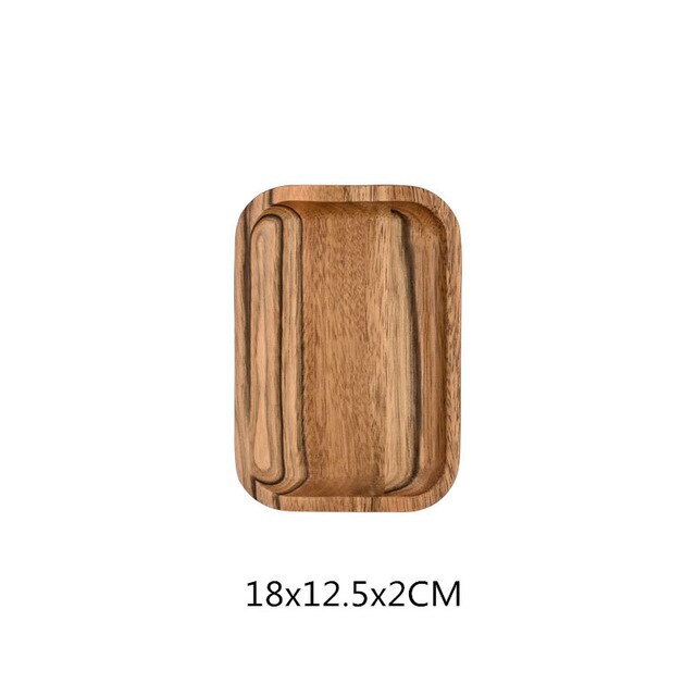 Brood houten bord japanse rechthoekige houten pan bord fruitschaal schotel theeblad dessert diner: 18 12.5 2cm