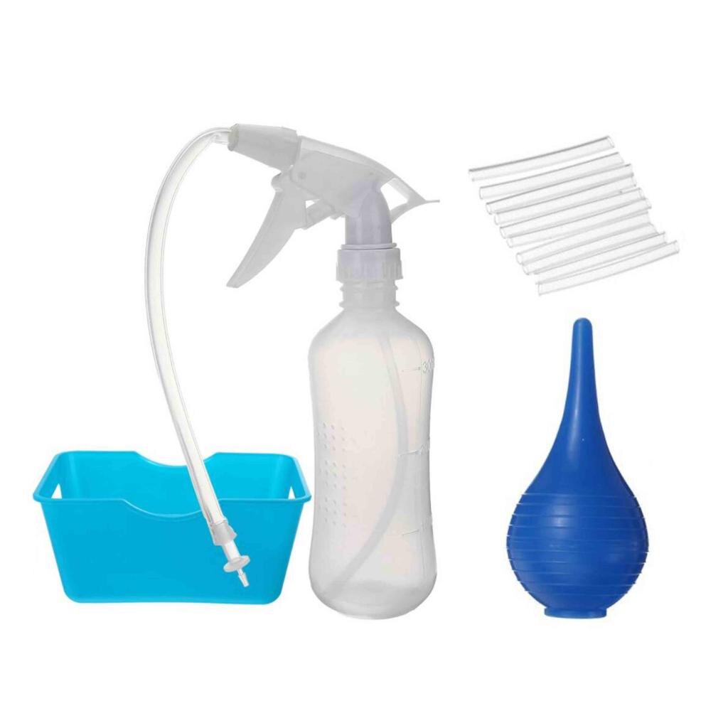 Ear Washer Bottle Ear Wax Remover Kit with Basin 300ml Spray Bottle 10 Extra Disposable Tips and Rubber Bulb Ear Wax Washer Kit