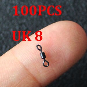 100PCS Carp Fishing Rolling Swivels Connectors Quick Change Swivels UK 8 11 20 Micro Swivel Carp Rig Making Swivels Matt Black: 100PCS Size 8