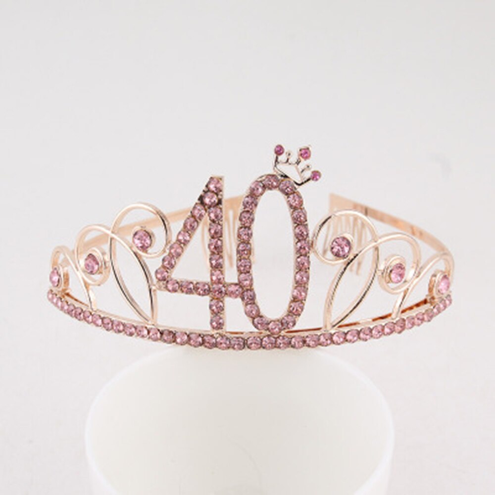 16 18 21th Verjaardag Prinses Tiara Kroon Hoofdband Bruids Haar Band Haar Accessoires Hoofdtooi Bruiloft Voor Vrouwen Anniversary 30: Rose gold-40
