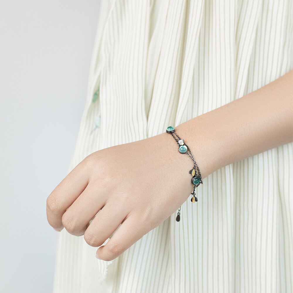 Thaya Firefly Armband s925 Zilver Groen Kristal Edelsteen Zwarte Ketting Zomer Night Sieraden voor Vrouwen Voogd Geest