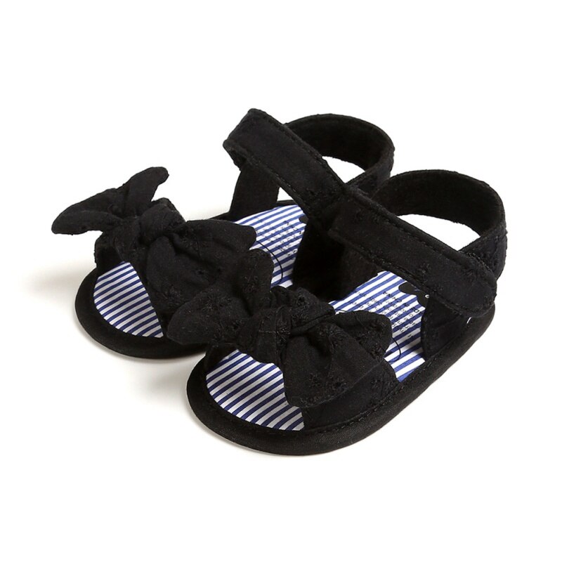 Été bébé filles chaussures respirant anti-dérapant Bow sandales 0-18M infantile à semelles souples premiers marcheurs chaussures: B / 13-18 mois