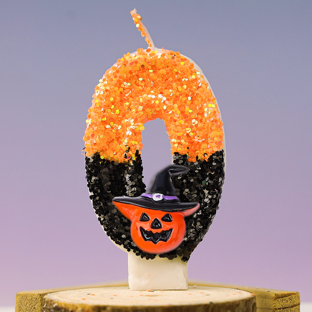 Świece urodzinowe na Halloween Jesienne dekoracje na imprezę tematyczną Halloween Żółty kolor Brokatowa świeczka urodzinowa dla dzieci: WOOD