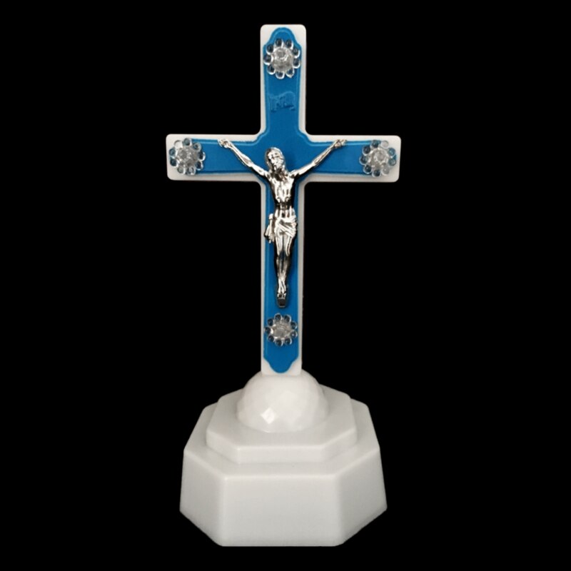 Led Licht Christus Jezus Lcon Kruis Thuis Kerk Bid Ornamenten Kerk Souvenirs U90A: Blauw