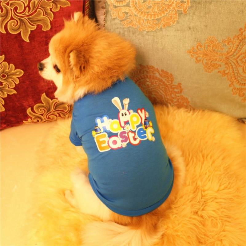 Happy Easter Dog Party Vest T Shirts Cartoon Konijn Bunny Pet Hond Kat Kleding Chihuahua Yorkies Zomer Apparels