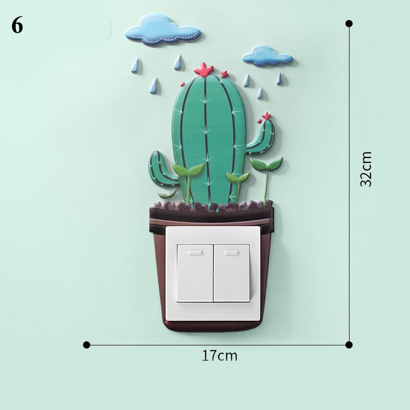 Cartoon Animal Switch cover Room Decor 3D Silicone On-off Switch Sticker Luminous Switch Outlet Wall Sticker: 6