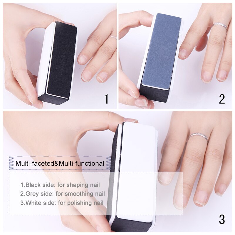1 pieza de pulidor de uñas curvo recta esponja para lijar limas pulido negro Rosa lima de uñas manicura kit de herramientas para manicura