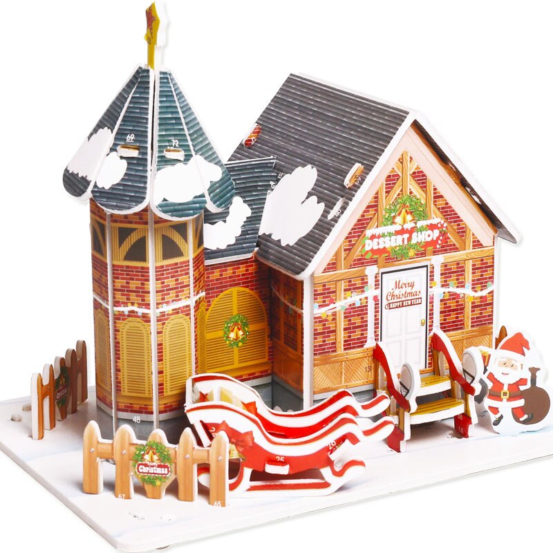 Puzzle 3D fai-da-te castello modello Cartoon House assemblaggio giocattolo di carta Kid Early Learning modello di costruzione regalo Puzzle per bambini: 10