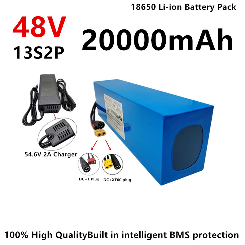 13S2P 48 V 20000 mAh 18650 wiederaufladbarer Li-Ionen-Akku 54,6 V 2 A Ladegerät