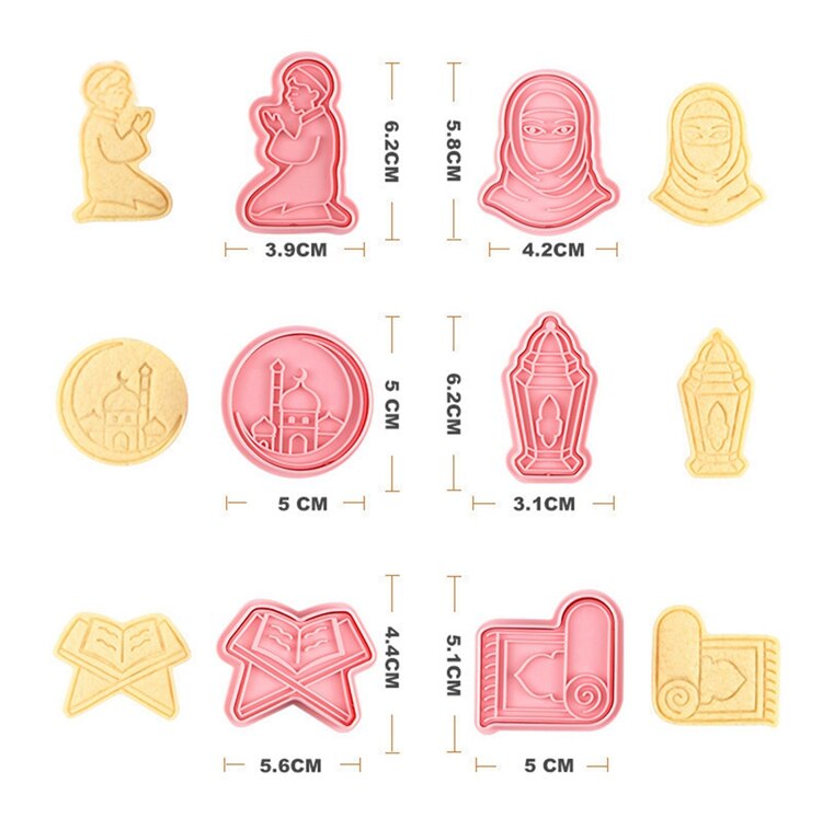 QIFU Eid Mubarak Camel Moon Star Biscuit Mold Cookie Cutters Set Ramadan Islamic Muslim Party Cake Baking Tools Cookies Decor: eid Style-02 6pcs