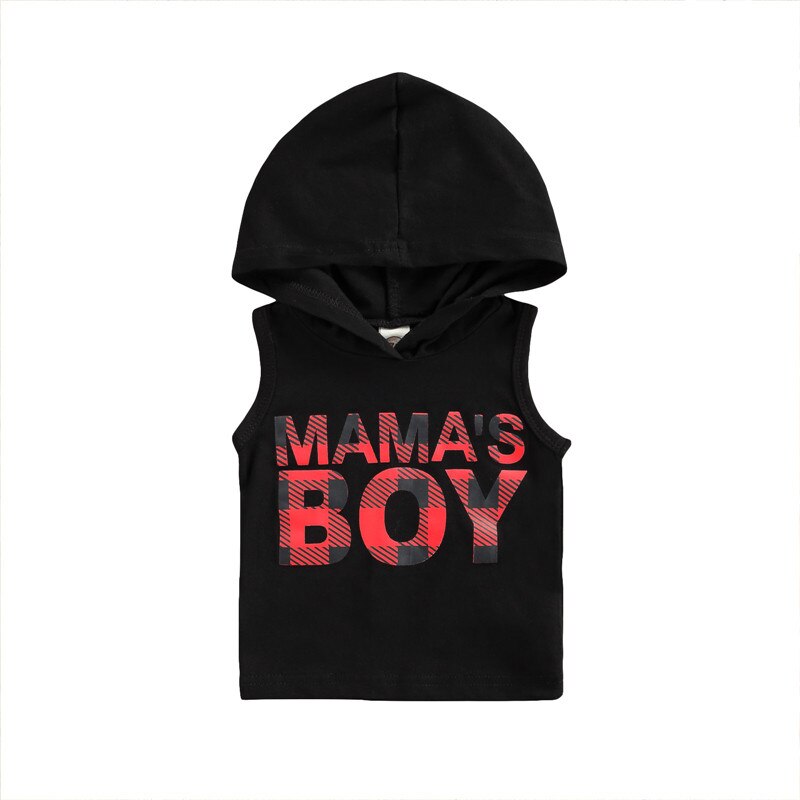 T-shirt «Mama» pour garçon, vêtement pour bébé, sans manches, à la , été,: Black / 0 6Months