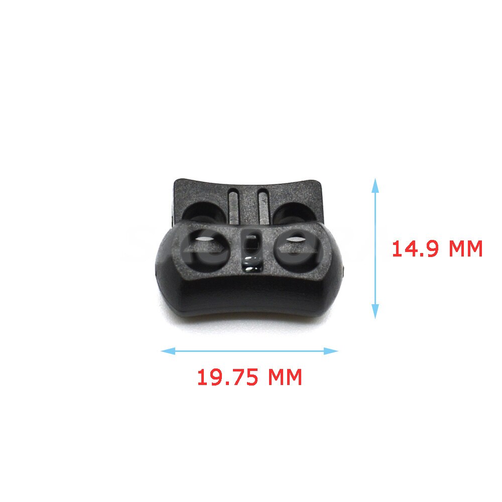 25pcs/pack 2 Holes Cord Lock Toggle Stopper Plastic toggle clip Black 15mm*20mm*7.5mm K-111