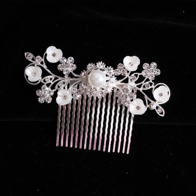 Peigne pour coiffure de mariée, magnifique accessoire de cheveux, à clips, bijoux avec perles, ornements de cheveux: 01-b