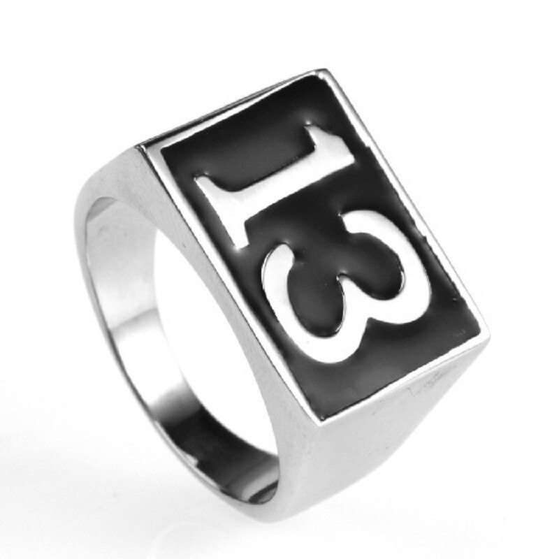 Men&#39;s Lucky 13 Silver color Ring 316L Stainless Steel Biker Ring Men&#39;s Jewelry