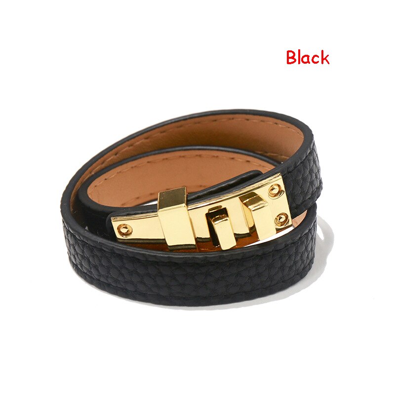 Pu Vrouwen Armband Candy Kleur Dubbele Laag Punk Stijl Pu Lederen Armband & Bangle Geschikt Pols Ongeveer 17 Cm