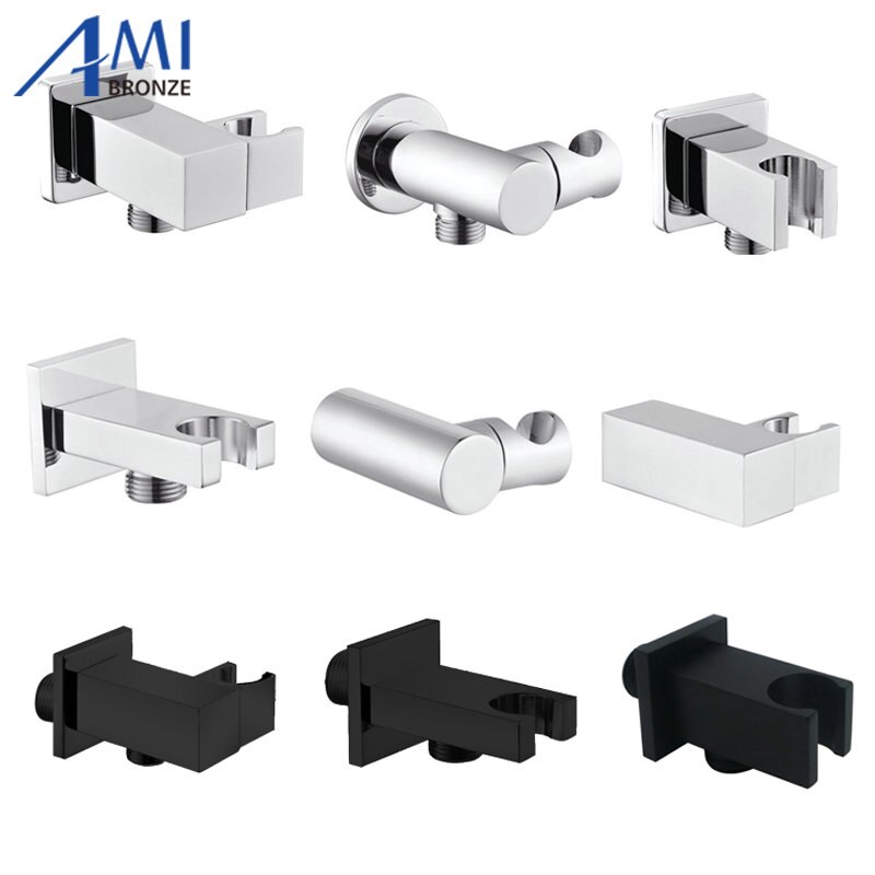 Hand Shower Hook Chromed Polish Shower Seat Solid Brass G1/2" With Shower Hose Connector Shower Mounting Brackets