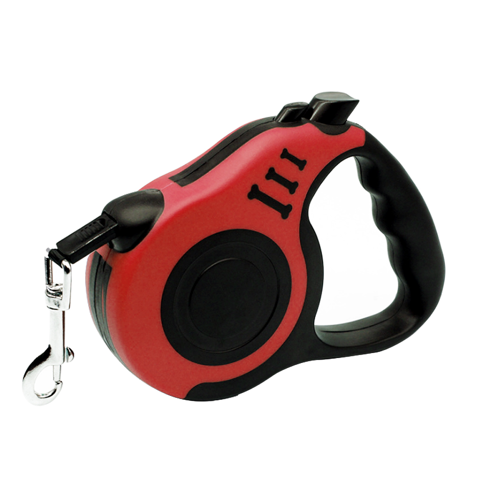 Laisse rétractable pour chien et chat, en Nylon, Durable, 3M/5M, automatique, pour petits et moyens animaux de compagnie: Red / 3M