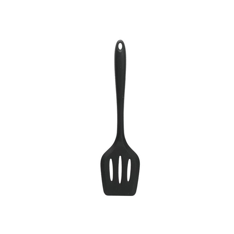 Rice Cooker Silicone Spoon for Cooking Spatula Kitchen Ladle Heat Resistant Tableware With Hollow Out Long Handle Spoon Bar: slotted spoon Black