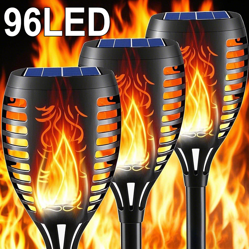 96 LED Solar Waterproof Flickering Flames Torch Lights Outdoor Solar Lantern Landscape Garden Decoration Lighting