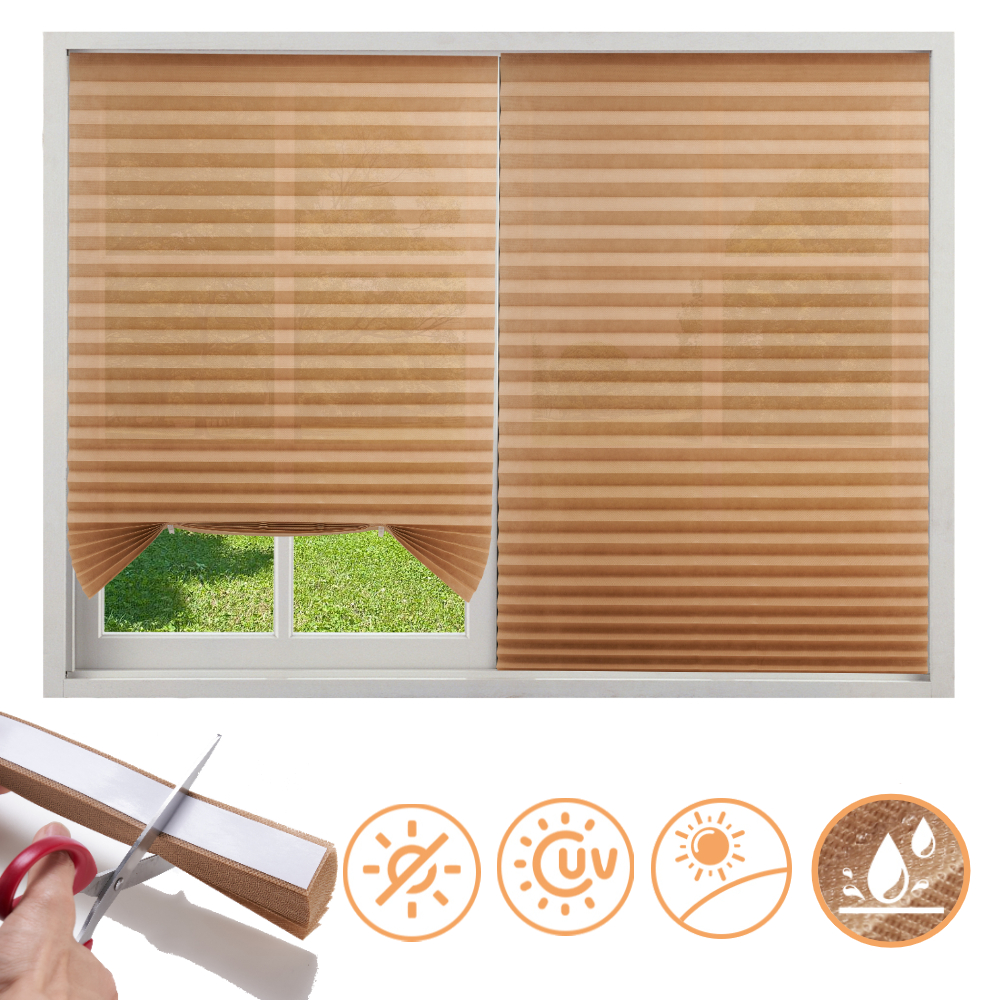 Persiana para ventana, persianas plisadas autoadhesivas, inalámbrica, sin taladro, persiana de tela, persianas oscurantes para habitación, persianas opacas
