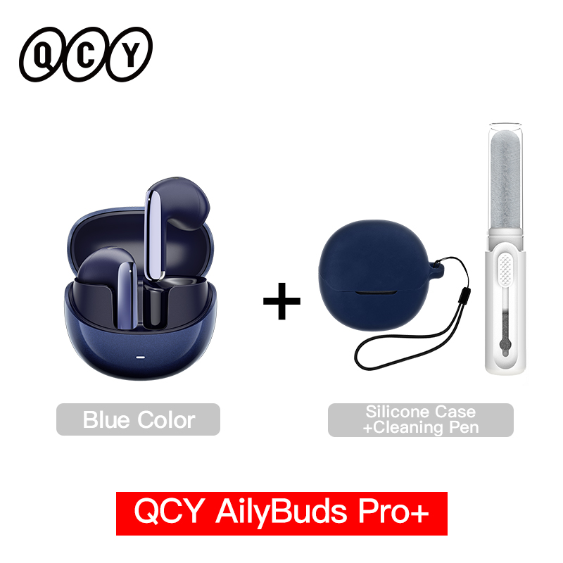 QCY HT10 AilyBuds Pro+ ANC Bezprzewodowe słuchawki douszne Hi-Res Audio z mikrofonem LDAC 6 AI HD Call Headset Bluetooth 5.3 Dual Connect Earbuds: Błękitny