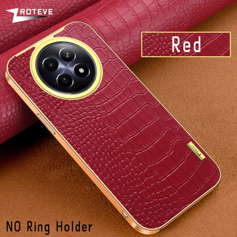 For Realme12 Pro+ Case Zroteve Plating Silicone Crocodile Leather Cover For OPPO Realme 12 Pro Plus 12x Realme12x 5G Phone Cases: Microfiber / Red