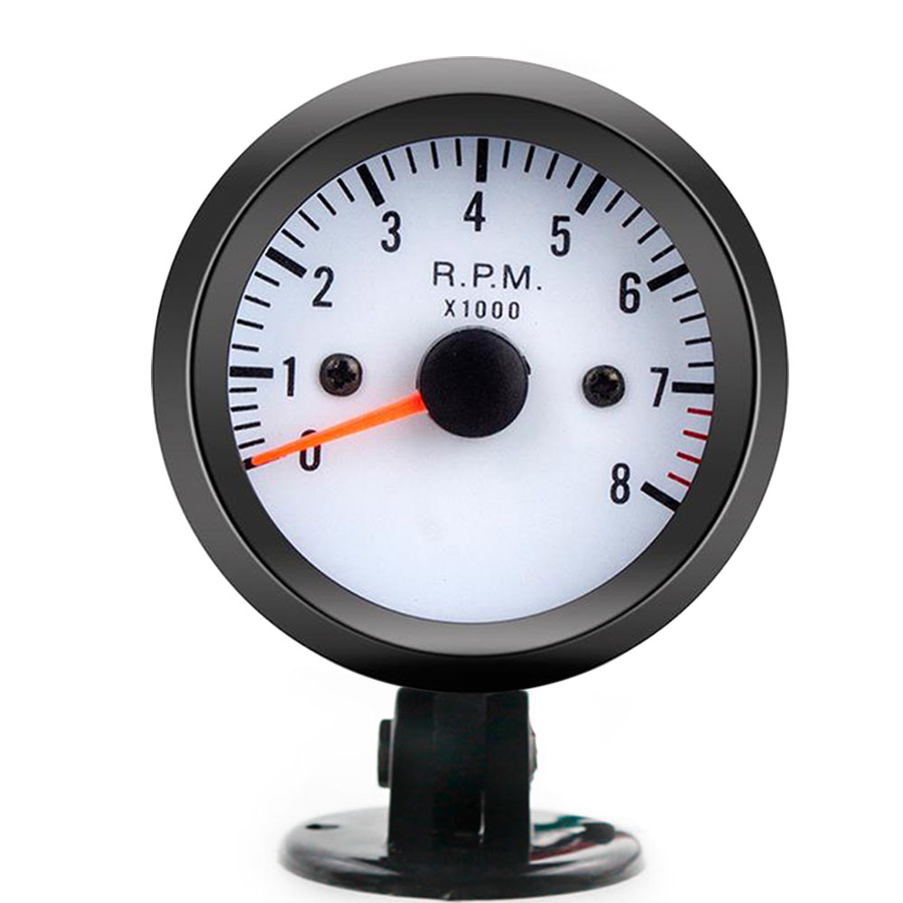 Tacómetro universal automático blanco de 2 "y 52mm para Indicador de rpm de coche, medidor de rpm para motocicleta, Panel de Control, motor rpm 0 ~ 8000 tach