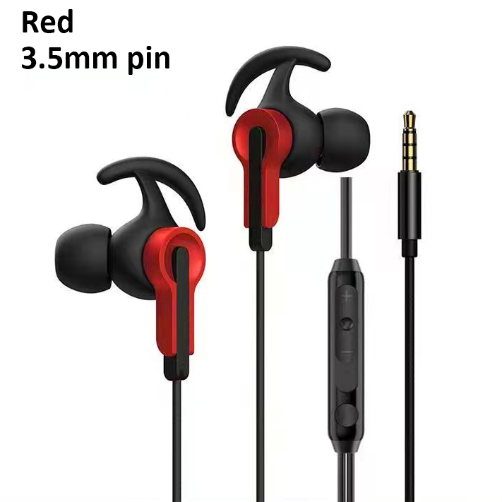Auricolari da gioco cablati da 3,5 mm, auricolari audio analogici, cuffie cablate con microfono, auricolari sportivi stereo HiFi bassi, gioco senza ritardo: Rosso