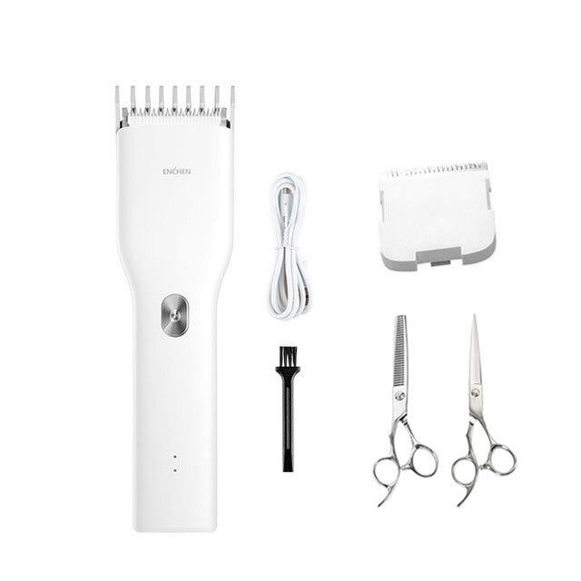 ENCHEN Boost Electric Hair Clippers Men Children Ceramic Cutter Hair Cutting Machine Rechargeable Barber Trimmer: White Set4