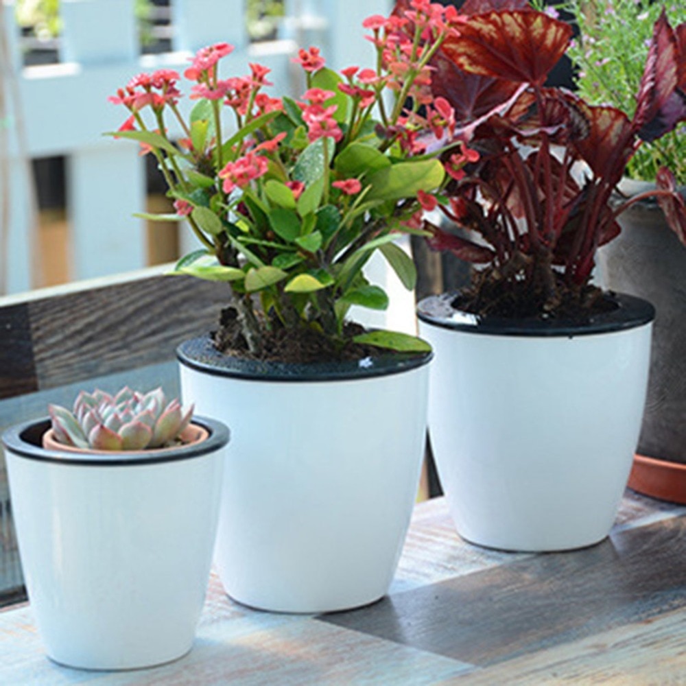 Automatic Self Watering Flower Plants Pot Put In Floor Irrigation For Garden Indoor Home Decoration Gardening Flower Pots 3 Size